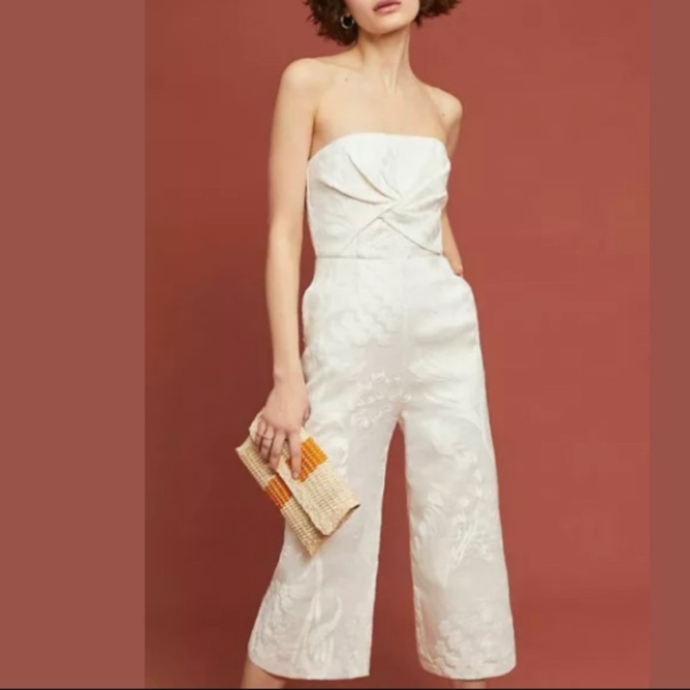 Anthro x Aijek Silk and Linen Embroidered Jumpsuit